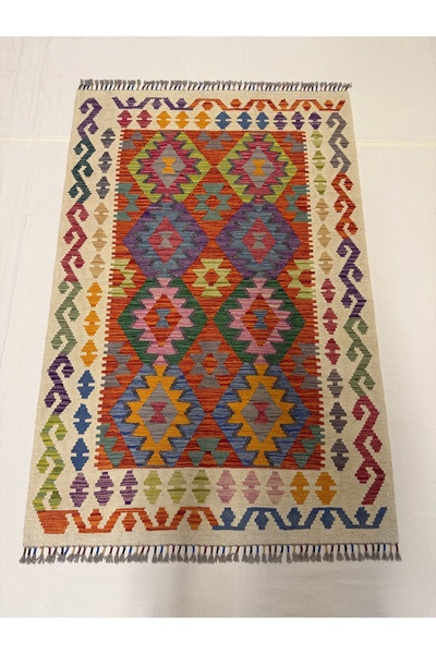 Afgan Halı El Dokuma Afgan Kilim Anadolu Desenlı 100% Yün Kök Boya Elsanat Eserı