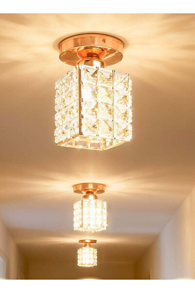 AL-WAHA AL-ZHABIA Modern Crystal Chandelier, Mini Square Lampshade with 48 Sq...