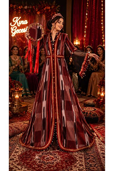 LABELLA COLLECTİON KINA VE ÖZEL GÜNLER İÇİN KAFTAN-TEF-BANDANA SETİ