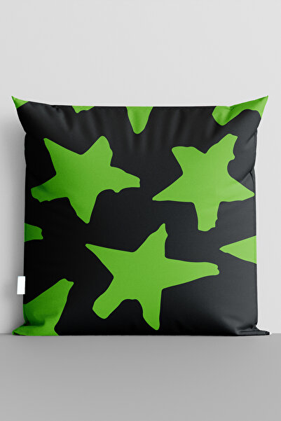 TicaretJet غطاء وسادة مطبوع رقميًا على الوجهين من Green Stars - 7134