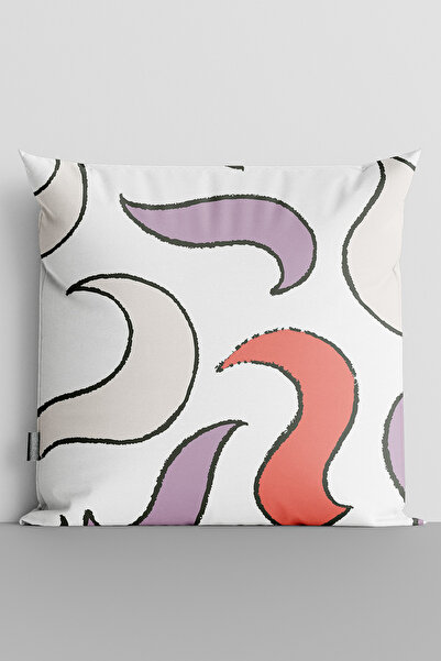 TicaretJet Colorful Shapes Double Sided Digital Printed Throw Pillow Cover - ...