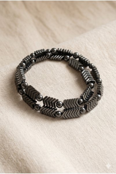 ZGNOVA Hematite Natural Stone Special Design 2-Piece Bracelet
