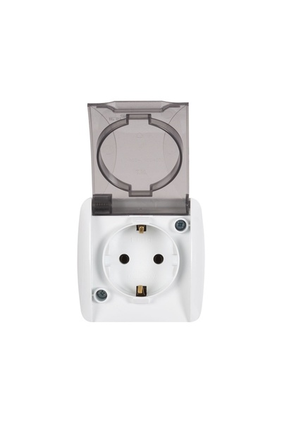 OEM Priza simpla, schuko, cu capac, protectie copii, aplicata, gama Alsu, alb...
