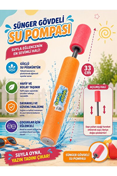 hak-iş oyuncak Sünger Gövdeli Su Pompası – Turuncu/Pembe | 33 cm