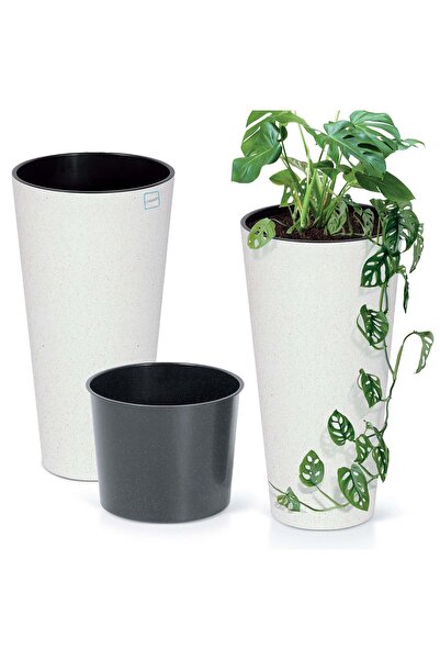EDANTI Jardinieră de grădină 20 cm pentru terasă, grădină, casă, din lemn, albă