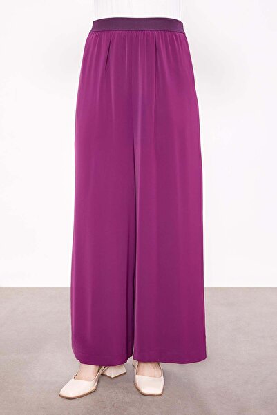 Levidor Purple Wide Leg Elastic Waist Pants