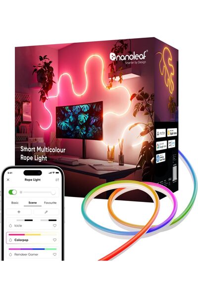 Nanoleaf Matte Neon Rope Strip 5 m, WiFi Flexible LED Strip, Music & Screen S...