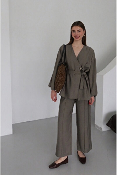 My Blog Khaki Kimono Pants Set - 8685