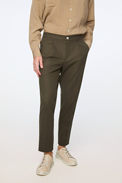 Morven Men's Green Polyviscon Trend Straight Slim Fit Trousers