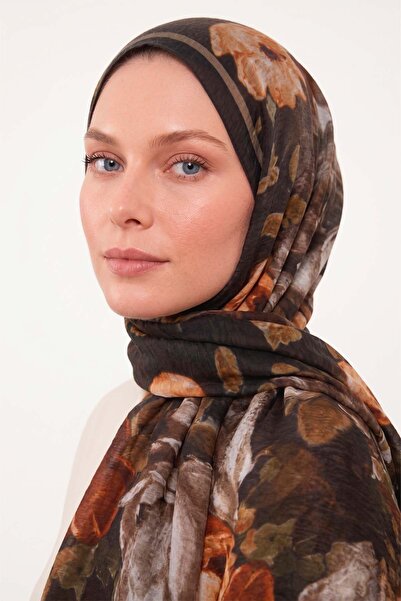 Levidor Dark Navy Blue Rose Patterned Tencel Shawl