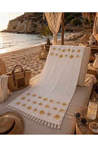 calove Peshtamal Beach Towel 100% Cotton Muslin Patterned with Tassels Lightw...