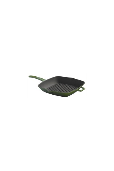 Lava Cast Iron Square Grill Pan Cast Iron Metal Handle 26X26 Green