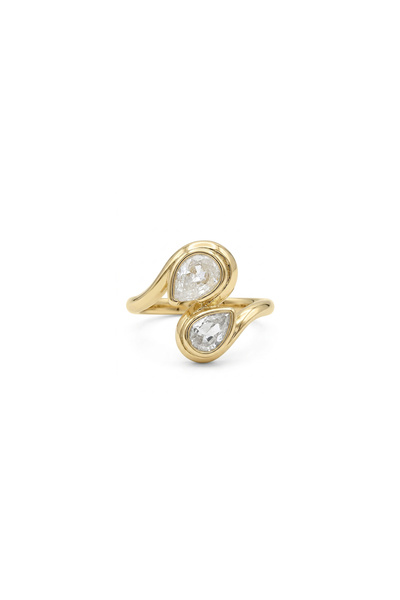 Charmist Steel Twin Drop Ring Adjustable