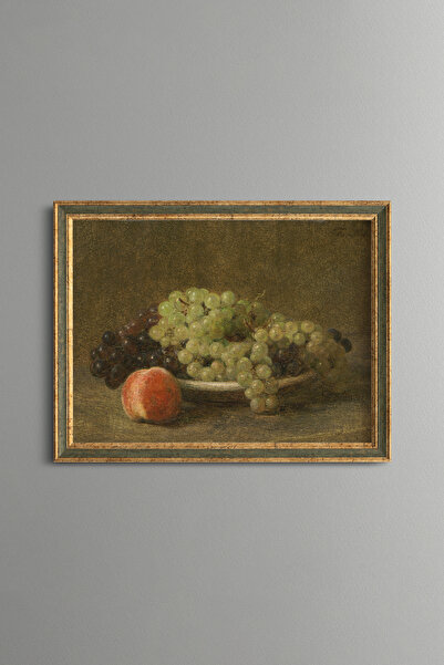 epiqart Still Life with Grapes and Peaches - Vintage Patterned Painting - Fin...