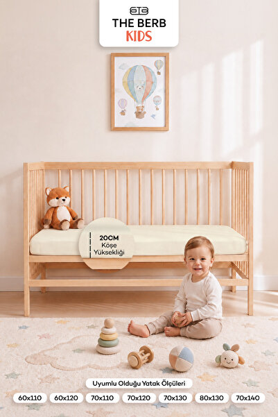 The Berb %100 Pamuk Penye Lastikli Bebek Çarşafı | Park Yatak , Beşik, Anne Yanı | 60x110, 60x120, 70x110, 70x120, 70x130, 80x130, 70x140