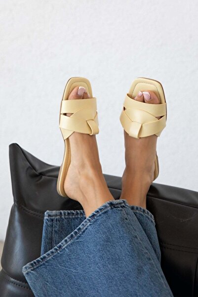 STRASWANS Anita Women's Daily Leather Slippers Yellow