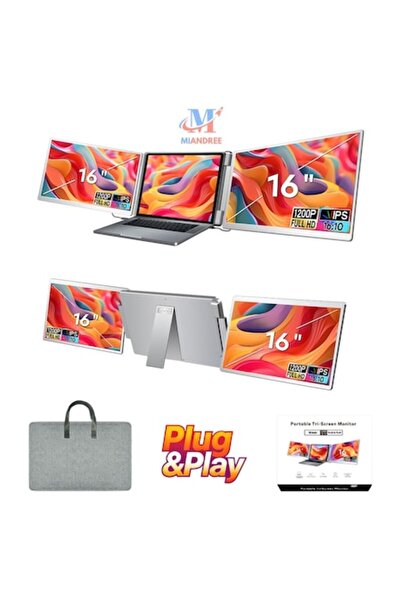 MIANDREE Monitor Portabil Dual Extensibil pentru Laptop MIANDREE, Tri-Ecran 2...