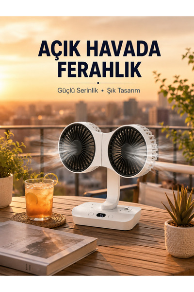 Lisinya Çift Başlıklı Masa ve Duvara Monte Edilebilir Vantilatör -