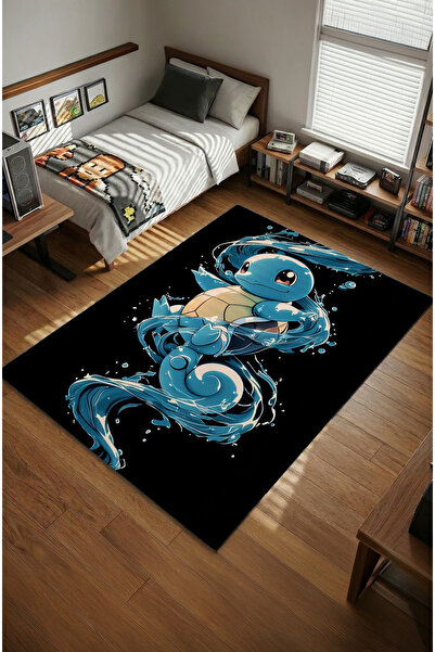 Milura Pokemon Squirtle Dijital Baskılı Kaymaz Taban Oyuncu ve Genç Odası Halısı