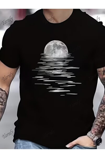 2mcup تي شيرت مطبوع عليه Moon Reflection، تصميم يتوهج في الظلام، مثالي للارتد...