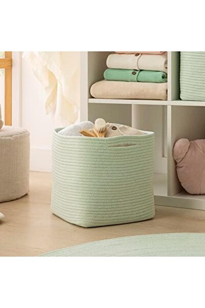 Yıldızan edl shop سلة قطنية باللون الأخضر النعناعي 30 × 30 × 30 سم edl shop 1...