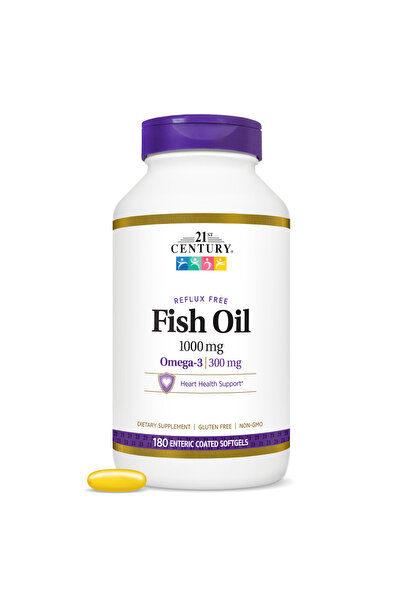 21st Century Ulei de pește 1000mg Fără reflux Capsule moi cu înveliș enteric ...