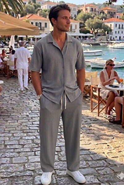 CAST COLLECTİON Erkek Nardogri Marcus Kısa Kollu Gömlek Marcus Bol paça Pantolon Takım