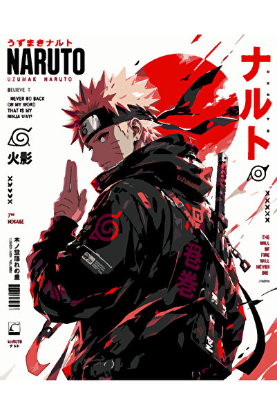 wombhobby naruto 5 Sayılarla Boyama Seti 40x50 Çerçeveli (Kasnağa ) Gerili