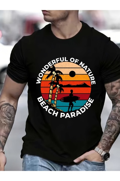 LİNA06 Wonderful Of Nature Beach Paradise 180g T Shirt - Perfect Gift Family ...