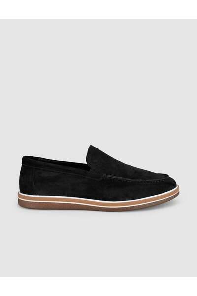 Cabani Black Suede Genuine Leather Men's Loafer Shoes