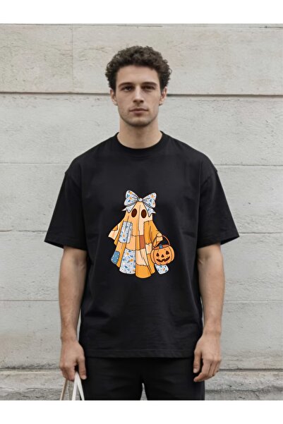 LİNA06 180g Halloween Boo Lightweight T-Shirt with Cute Pumpkin Patch Design ...