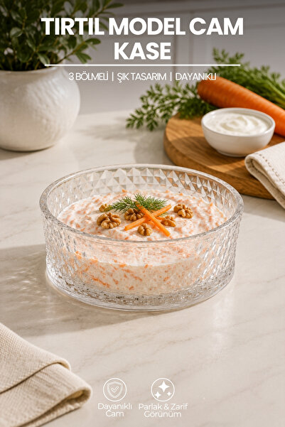GİNZAMAİSON Tırtıl Model Cam Servis Kasesi 19 cm Dekoratif Salata, Meze ve Ta...