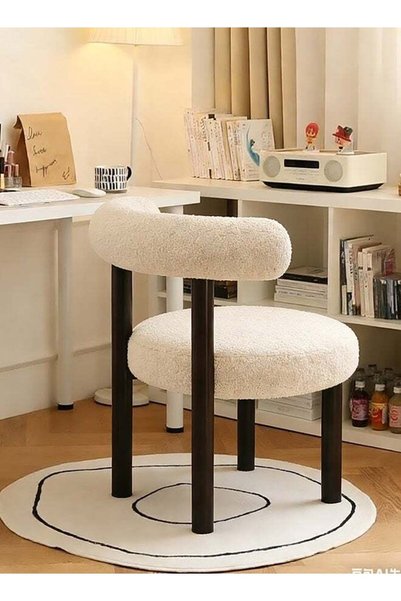 sharpdo Makeup Chair for Bedroom, Dressing Chair, Vanity bench Lambskin Dress...