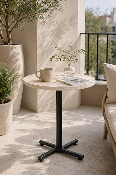 VİLİNZE Payas Metal Ayak Mutfak Bahçe Balkon Bistro ve Cafe Masası 70x70 Cm