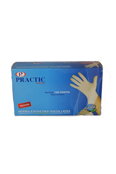 PRACTIC Εξεταστικά Γάντια Μιας Χρήσης Latex Ελαφρώς Πουδραρισμένα Μέγεθος Med...