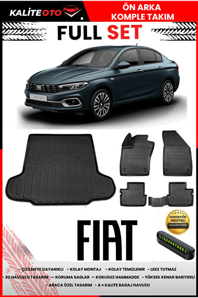 ko kaliteoto Fiat Egea Sedan 2026 Model 3D Bagaj Havuzu Ve Paspas Seti+Numara...