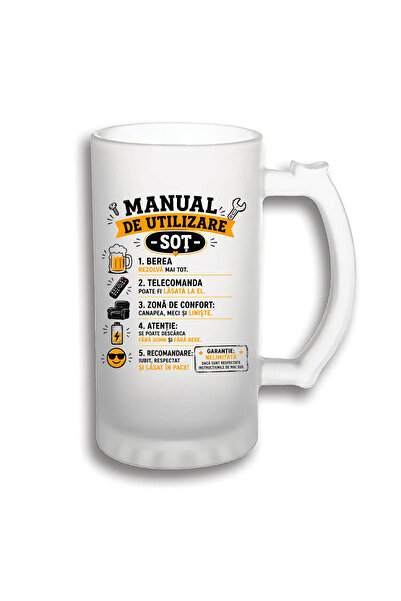 peGiftuiala Halbă Bere Personalizată 500 ml – Manual de Utilizare Soț