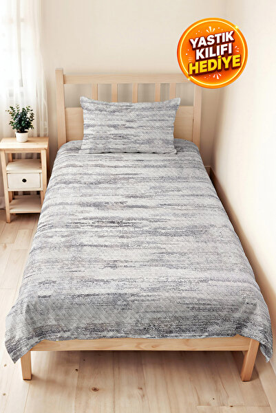 Evimde Bambaşka Gray Modern Young Room Single Pique Set - Striped Anthracite ...