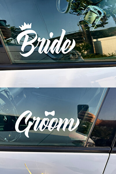 MIGNATIS Bride Groom Car Window Sticker Set - Bride and Groom Wedding Car Dec...