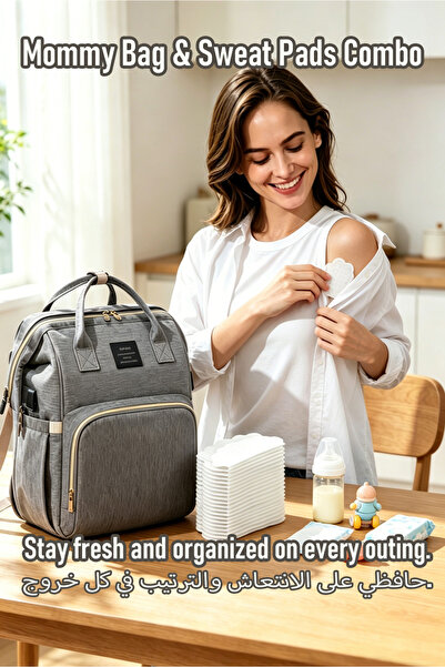 Selirxy Diaper Bag & Underarm Sweat Pads 50pcs – Mommy Bag with Insulated Poc...