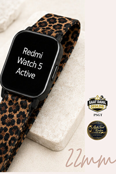 PSGT Redmi Watch 5 Active / 5 Lite Uyumlu Leopar Desenli Silikon Kordon Kayış...