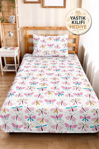 Evimde Bambaşka Butterfly Pink Pastel Girls Decorative Pique Set-Mint Bohemia...