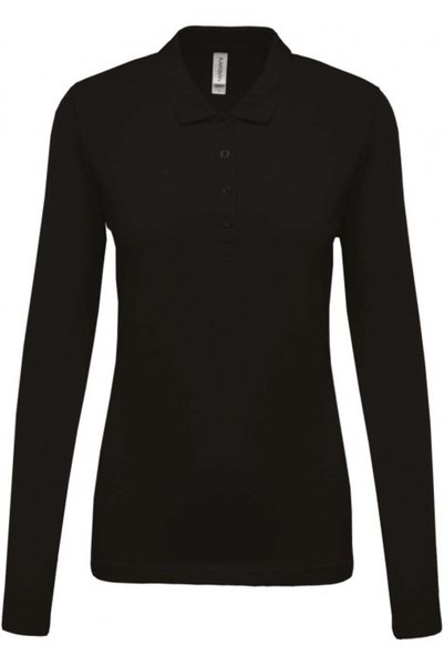 Kariban Tricou polo cu mânecă lungă pentru femei, 100% bumbac, KA 257, Negru,...