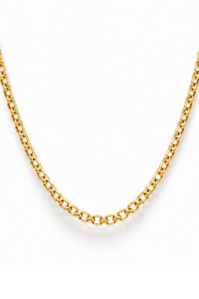 KAIROS JEWELRY 14 Ayar Altın Doç Zincir Kolye – Kalın İtalyan Halka Kadın Zin...