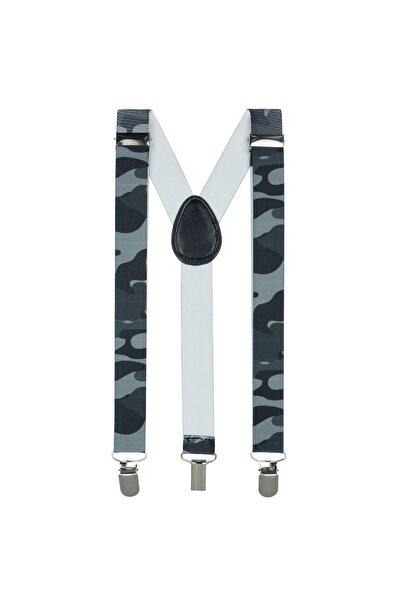 ButicCochet Bretele pentru copii, Buticcochet, Gri cu imprimeu militar, cleme...