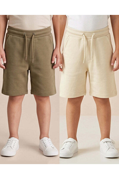REDTAG Boys Beige And Olive Shorts (Pack Of 2)