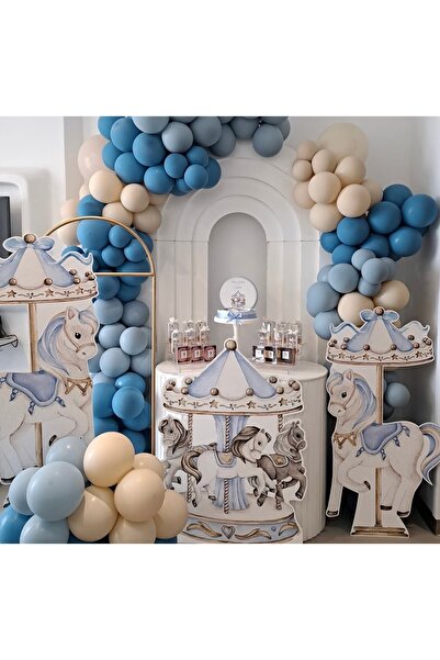 Çemrek Süs Parti Storm Blue Deep Ocean Beige Balloon Chain Set of 100