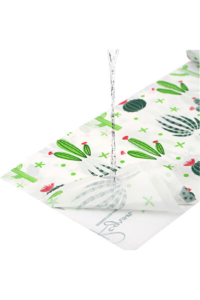Regron Tek Kullanımlık Kağıt (1 ADET) Masa Örtüsü 100x120 cm Kaktüs Desenli, Baby Shower, Piknik, Eğlence,