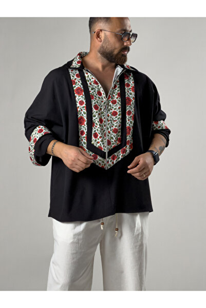 COCOPELLI Rose Patterned Black Shirt Coc3249
