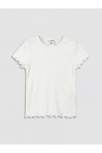 LC Waikiki Peak New Season Crew Neck Ribbed Girls' T-Shirt